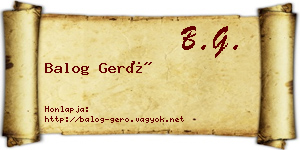 Balog Gerő névjegykártya