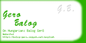 gero balog business card