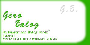 gero balog business card